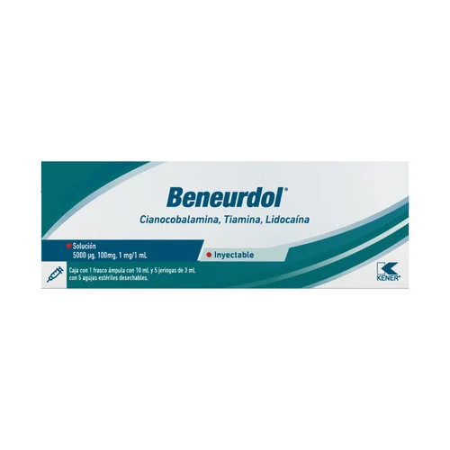 Beneurdol 5000 Mcg/100 Mg /1 Mg/1 Ml Solución Inyectable Con 1 Frasco Ámpula De 10 Ml