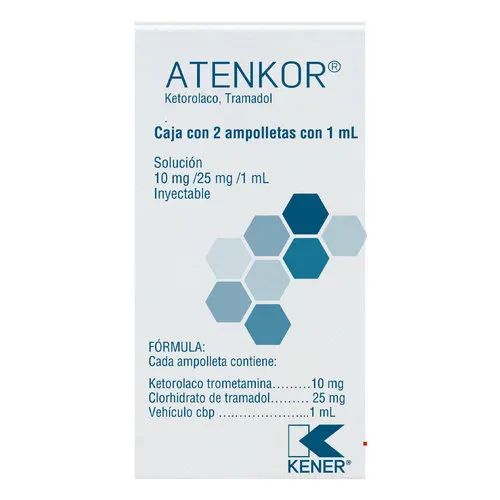 Atenkor 10 Mg/25 Mg Solución Inyectable Con 2 Ampolletas