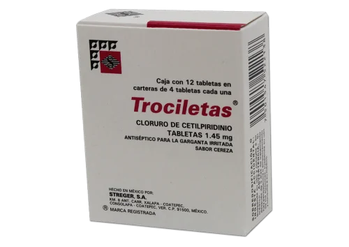 Comprar Trociletas Cloruro De Cetilpiridino 1.45 Mg Con 12 Tabletas