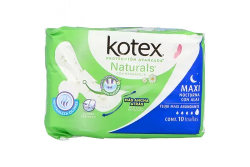 Comprar Kotex Naturals Manzanilla Toallas Sanitarias Con Alas 10 Piezas