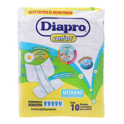 Diapro Confort Pañales Para Incontinencia Medianos Con 10 Piezas