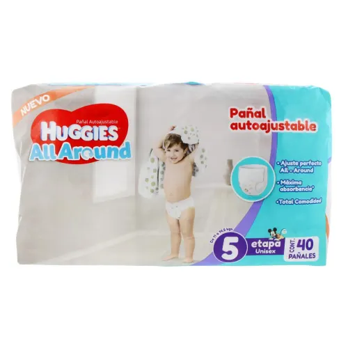 Comprar Huggies All Around Etapa 5 Pañal Autoajustable Con 40 Piezas