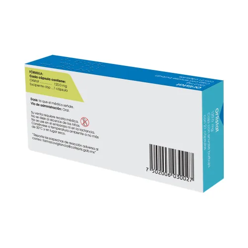 Comprar Orlistat 120 Mg Con 21 Cápsulas