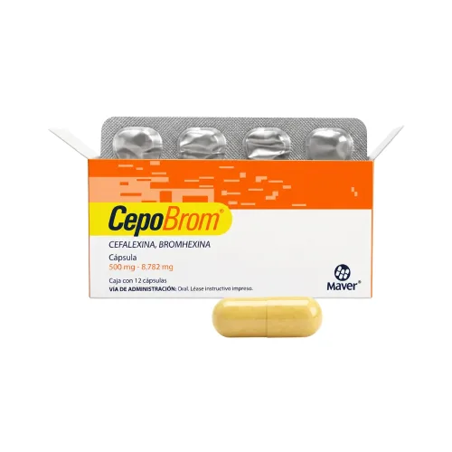 Cepobrom Bromhexina Cefalexina 500/8.782 Mg Con 12 Cápsulas