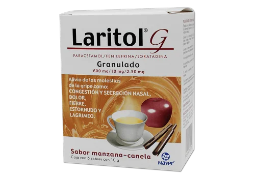 Laritol G 600/10/2.5 Mg Granulado Con 6 Sobres Sabor Manzana Canela