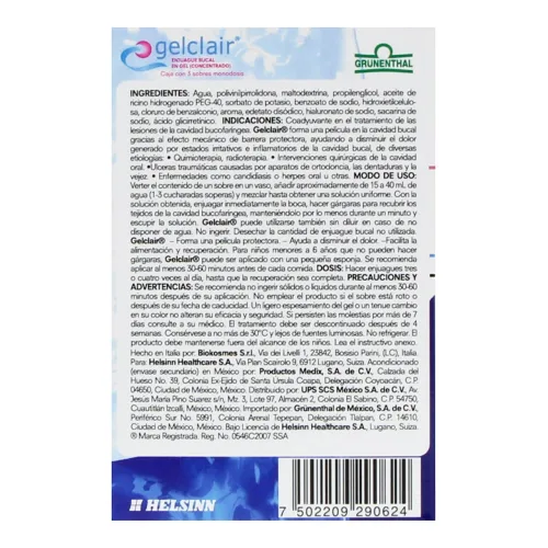 Gelclair Enjuague Bucal En Gel Con 3 Sobres