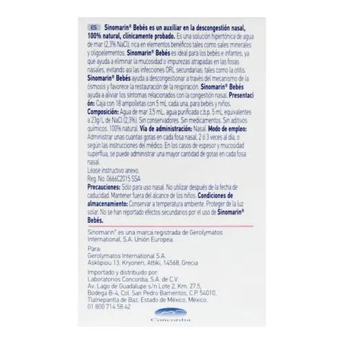 Sinomarin Bebes Descongestionante Nasal 5Ml Con 18 Ampolletas