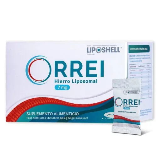 Orrei Hierro Liposomal con 30 Sobres de 7 mg