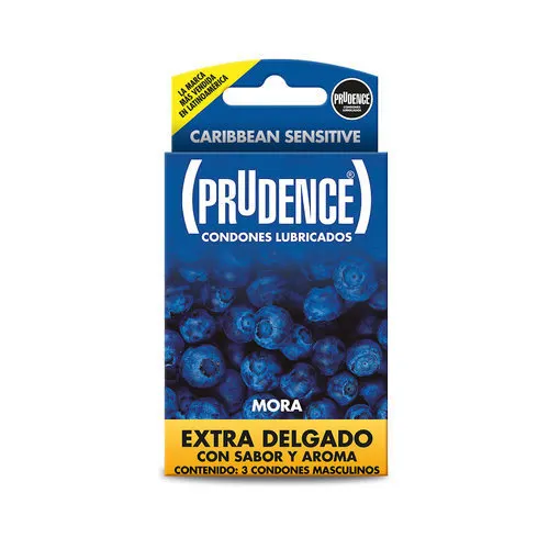 Prudence Caribbean Sensitive Condones Sabor Y Aroma Mora Con 3 Piezas