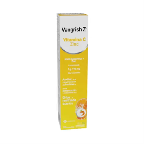 Vangrish Z Ácido Ascórbico Sabor Naranja Con 15 Comprimidos