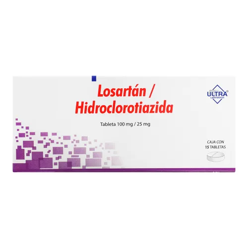 Comprar Losartán, Hidroclorotiazida 100/25 Mg Con 15 Tabletas