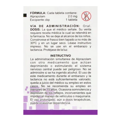 Alprazolam 2 Mg Con 30 Tabletas (Ultra)