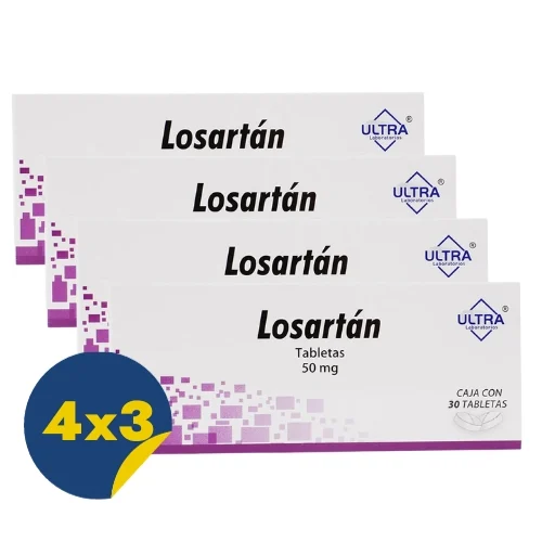 Comprar Losartán 50 Mg Con 30 Tabletas Pack 4X3