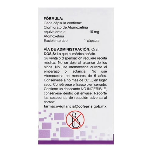 Comprar Atomoxetina 10 Mg Con 14 Cápsulas