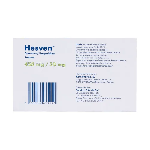 Comprar Hesven 450/50 Mg Con 20 Tabletas