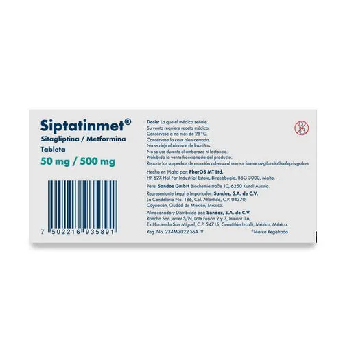 Siptatinmet 50 Mg / 500 Mg Con 28 Tabletas