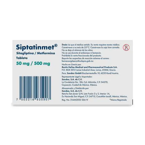 Siptatinmet 50 Mg / 500 Mg Con 56 Tabletas