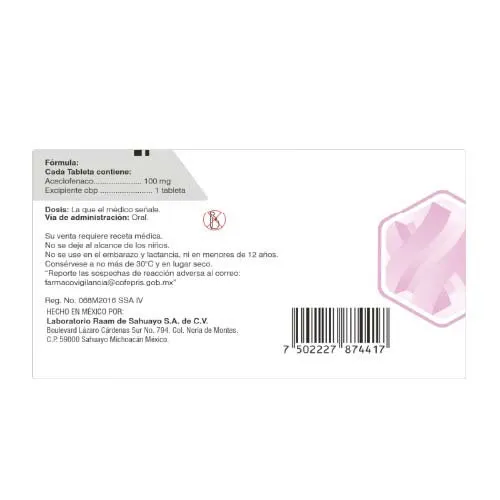 Raamcedo 100 Mg Con 10 Tabletas