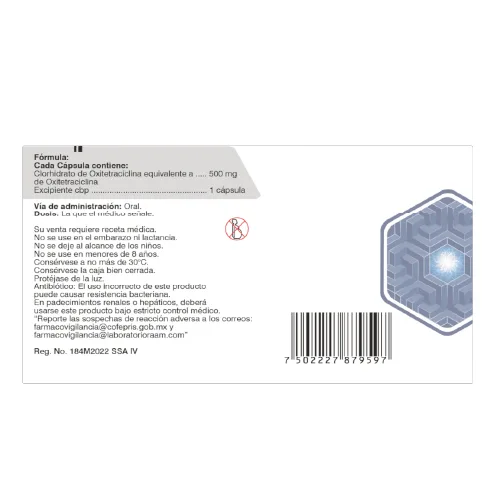 Tervutan Oxitetraciclina 500 Mg Con 16 Cápsulas