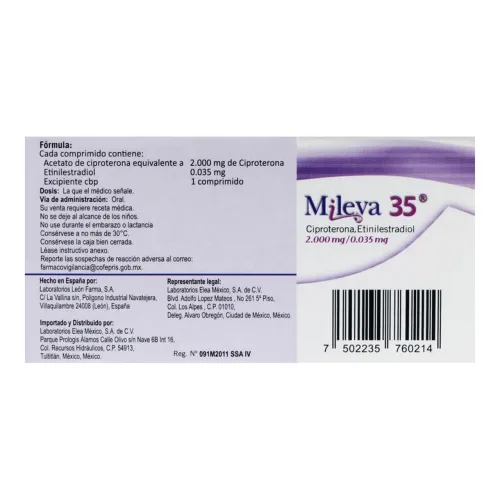 Mileva 35 2/0.035 Mg Con 21 Comprimidos