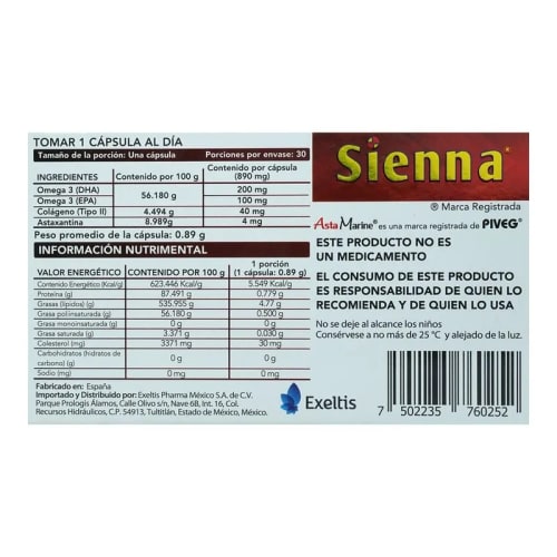 Comprar Sienna Vitaminas Y Minerales Suplemento Alimenticio Con 30 Cápsulas