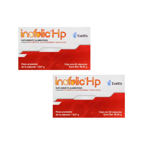 Comprar Inofolic HP Suplemento Alimenticio de Base Myo-inositol y Ácido Fólico 60 Cápsulas Pack 2