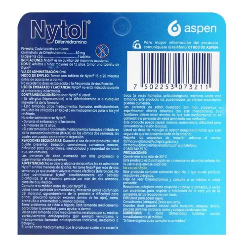 Comprar Nytol 50 Mg Con 8 Tabletas