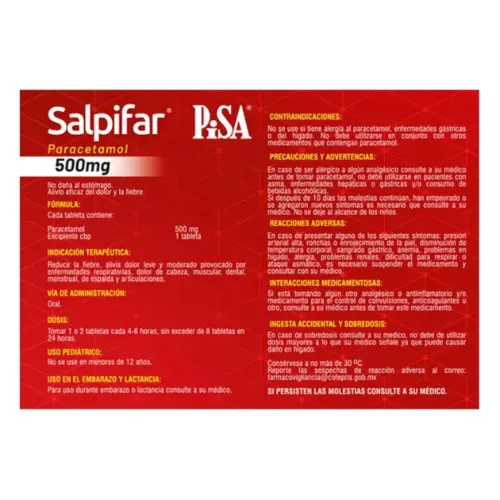 Salpifar 500 Mg Con 10 Tabletas