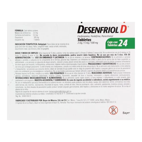 Comprar Desenfriol D 2/5/500 Mg Con 24 Tabletas