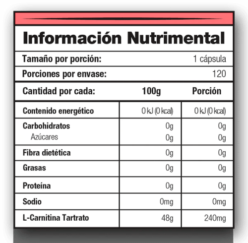 Comprar Mdn L-Carnitina Suplemento Alimenticio Con 120 Cápsulas