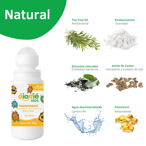 Diadié Kids Pack De 2 Desodorantes Roll On Para Niños Con 60 G
