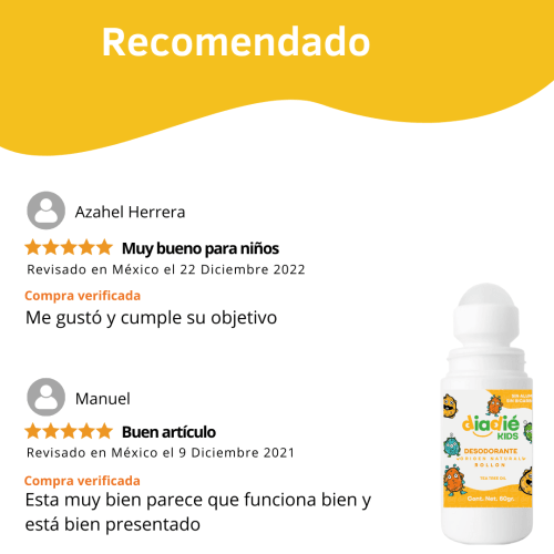 Diadié Kids Pack De 2 Desodorantes Roll On Para Niños Con 60 G