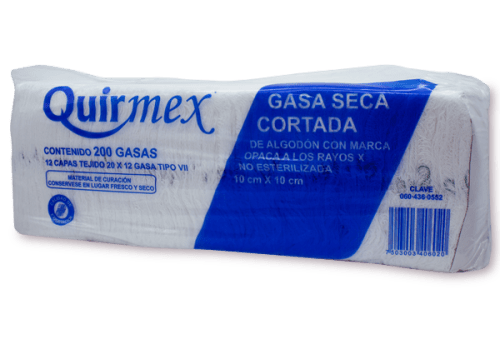 Comprar Quirmex Gasa Seca Rayo-X 12 Capas De 10X10 Cm Con 200 Piezas