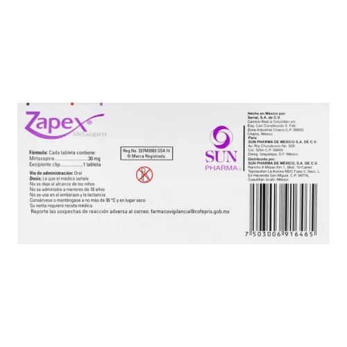 Comprar Zapex 30 Mg Con 10 Tabletas