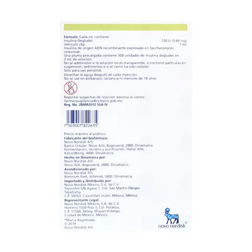Tresiba 100 Ui Con 5 Plumas Precargadas 3 Ml