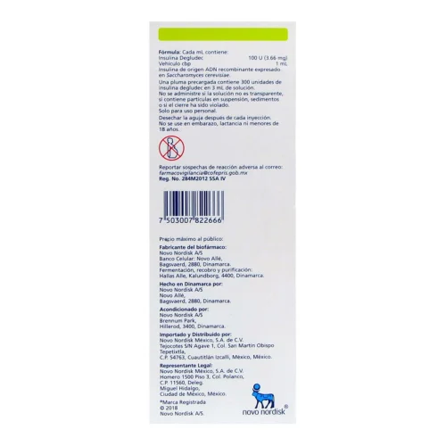 Tresiba Flextouch 100 Ui Con 1 Pluma Precargada 3 Ml
