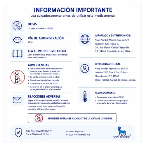semaglutide 3 mg para que sirve El principio activo de Rybelsus es la semaglutida, acta de forma similar a la hormona natural GLP-1, aumentando la liberacin de insulina por el pncreas, disminuyendo la produccin de azcar por RYBELSUS 3 MG (NOVO NORDISK)