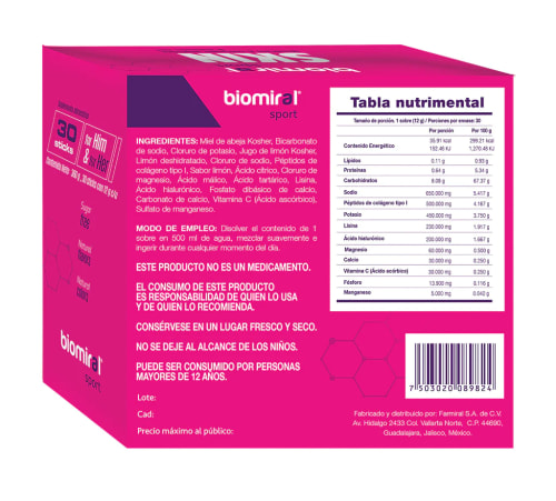 Comprar Biomiral Sport Skin Suplemento Alimenticio Con 30 Piezas