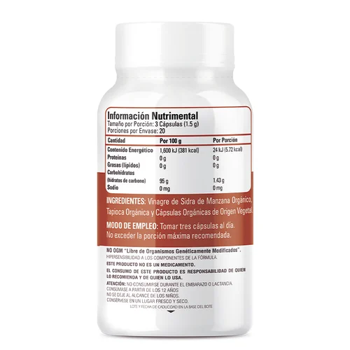 Organic Side Vinagre de Manzana con 60 Cápsulas