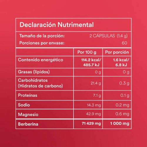 Berberina HCL Con 120 Cápsulas