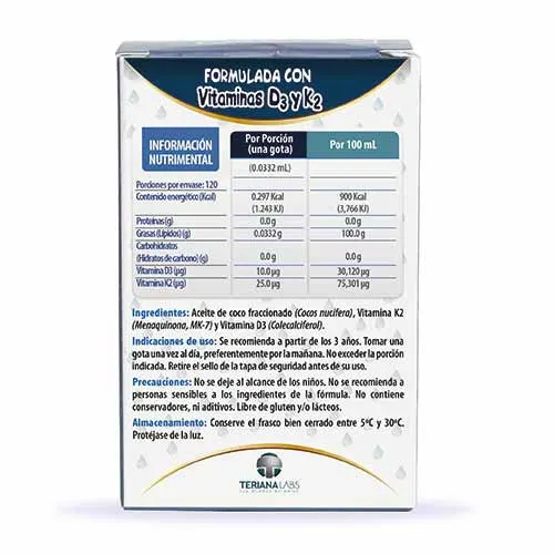 One Drop D3+K2 Vitamina K2, Vitaminas D3 En Gotas Con 4 Ml