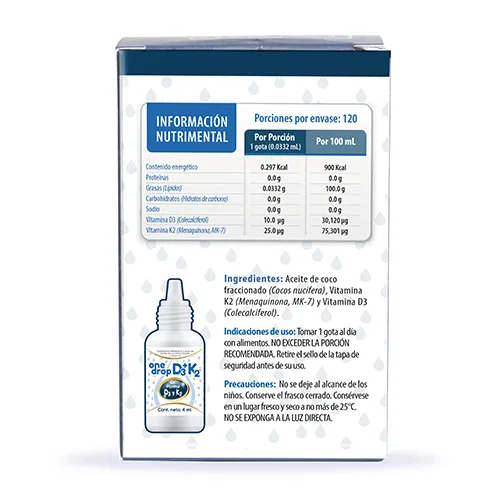 One Drop D3+K2 Vitamina K2, Vitaminas D3 En Gotas Con 4 Ml