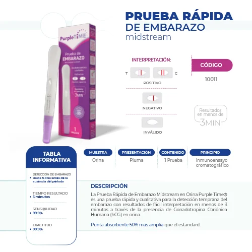 Purple Time Prueba Rápida De Embarazo Midstream
