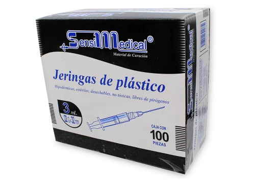 Comprar Sensi Medical Jeringa Negra De 22X32Mm Para 3 Ml Con 100 Piezas