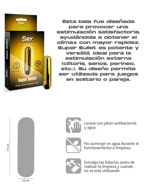 Comprar Sey Super Bullet Bala Para Estimulación Externa Con 2 Piezas