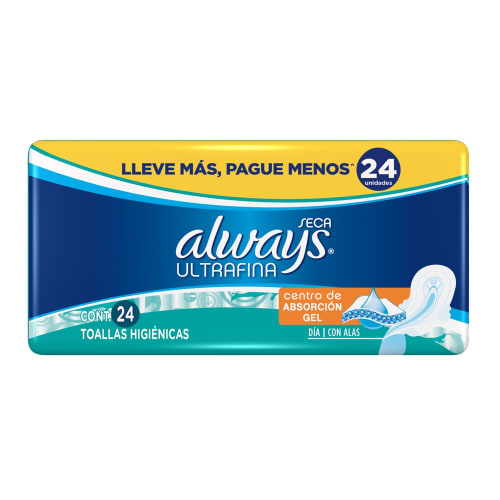 Always Ultra Fina Toallas Sanitarias Con Alas 24 Piezas