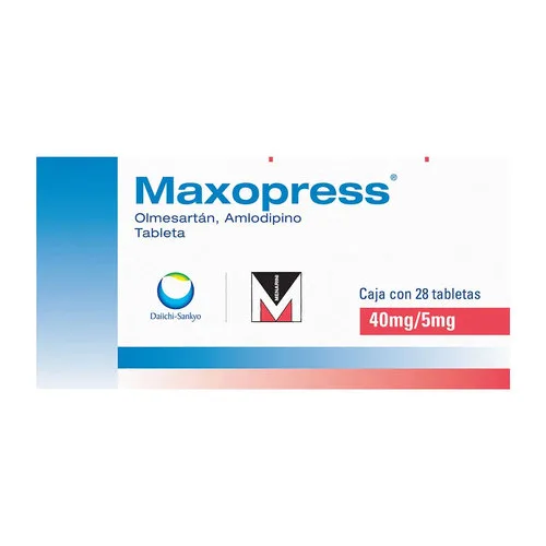 Maxopress Olmesartán Amlodipino 40 Mg / 5 Mg Con 28 Tabletas