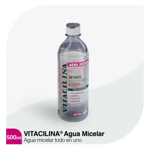 Comprar Vitacilina Agua Micelar Desmaquillante Rosas Y Sábila 500 Ml