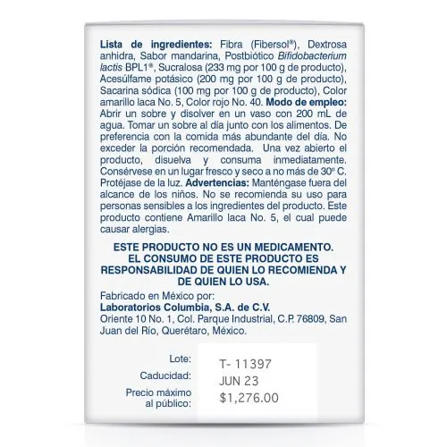 Bacfil Polvo Sabor Mandarina con 30 Sobres