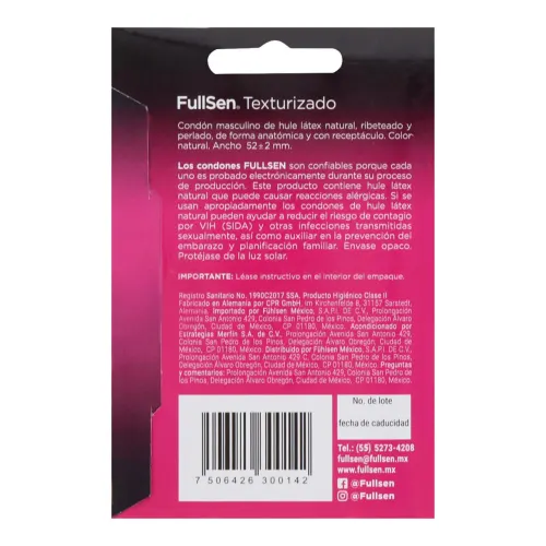 Fullsen Texturizado Condones Con 3 Piezas